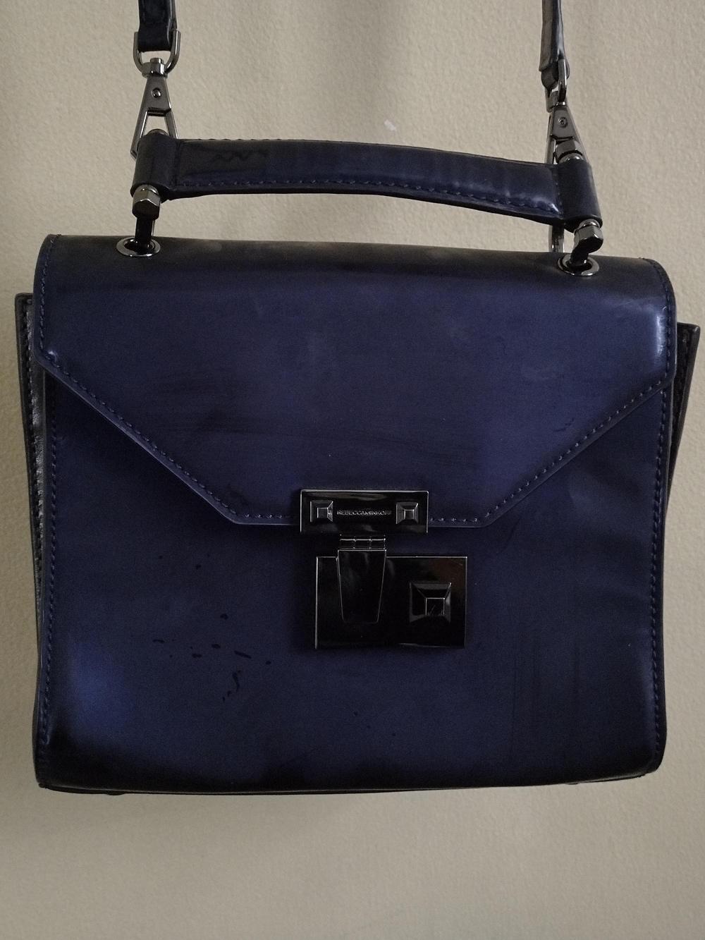Rebecca Minkoff Navy Leather Top-Handle Satchel